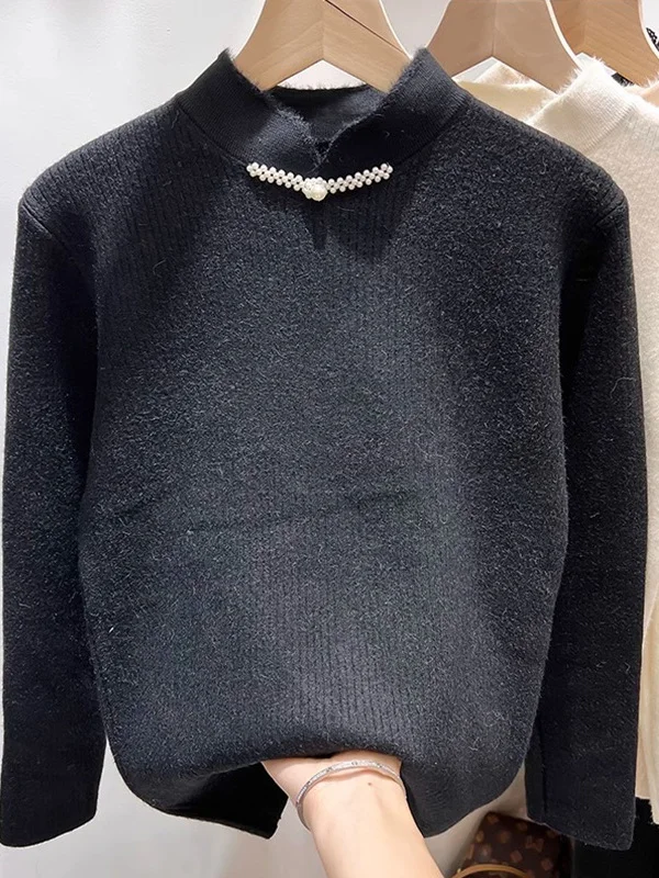 المرأة Thiened Fce اصطف f عالية Ne سترة Inteated المخملية الدفء الخريف الشتاء جديد Sle قاعدة irt ملابس داخلية #2