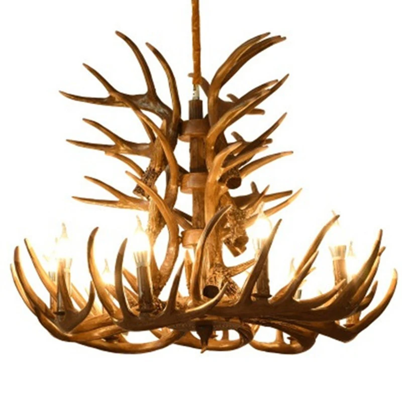 30s país da américa do vintage antler pingente luz vela antler led iluminação lustre loft resina caçador veado chifre pendurado lâmpada