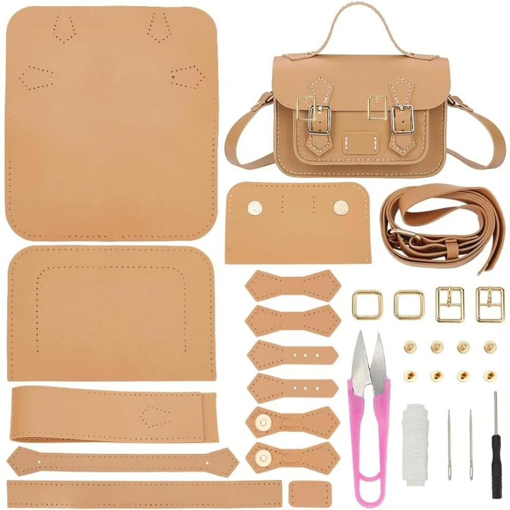 DIY Crossbody Bag Making Kits PU Leather Shoulder Bag Sewing Set with Instruction Handmade Satchel Handbag Making Kit Purse