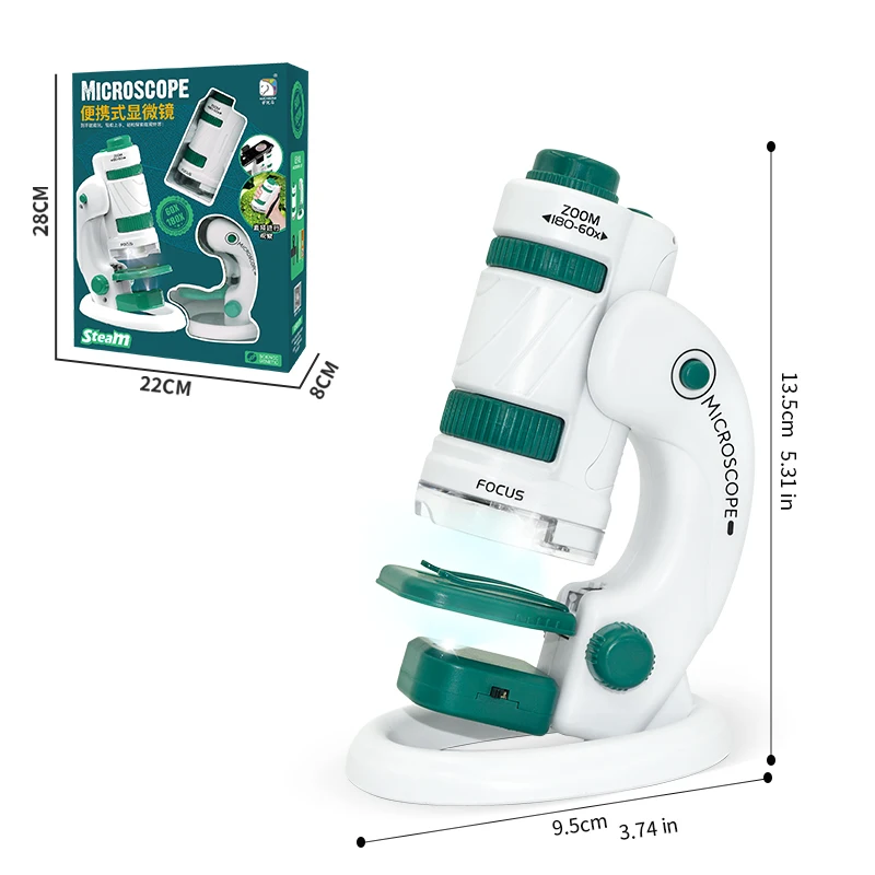 Science Microscope Toy 180x School With Light Experiment Kit Convenient Pocket Microscope Education Children STEM Gifts For Kids