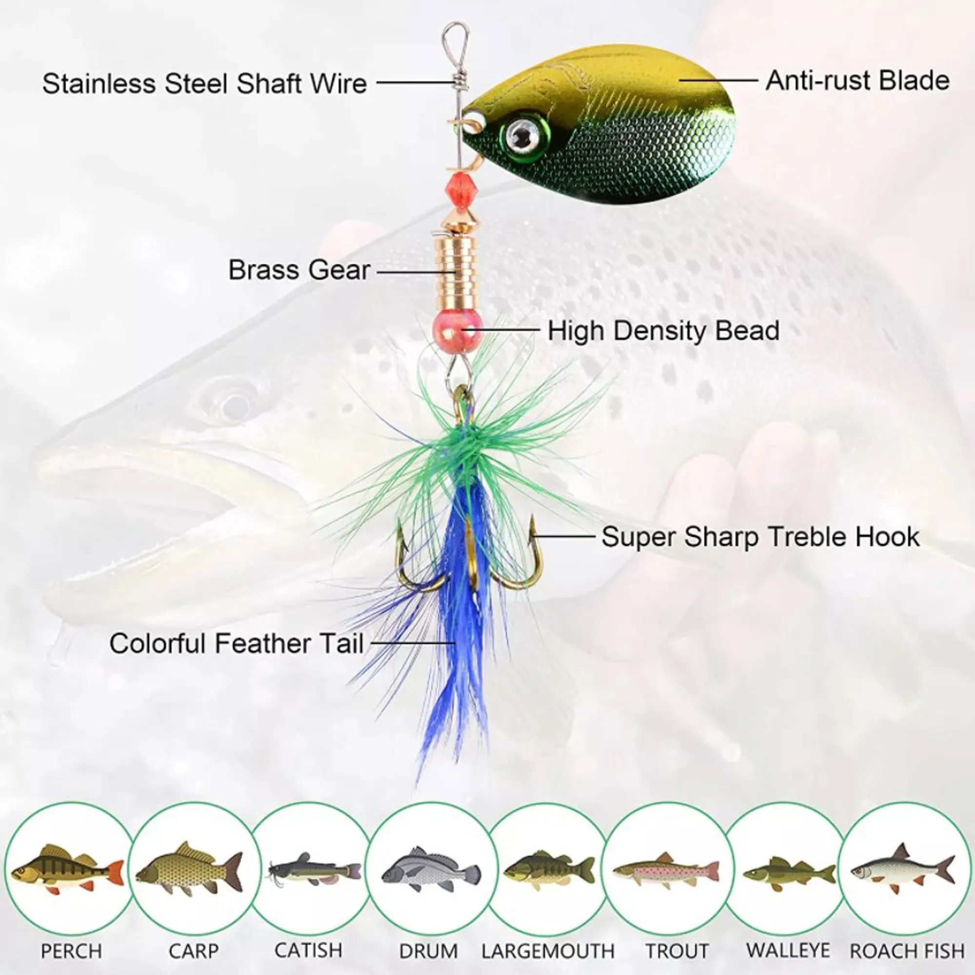FREE FISHER Spinnerbaits y señuelos tipo cuchara para trucha - imagen 5