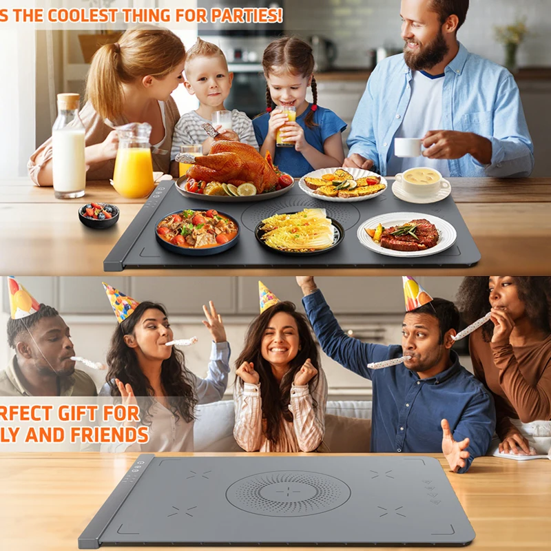 

Foldable Food Warmer with Adjustable Temperature Folding Warming Placemat Silicone Fast Heating for Parties Family Gatherings