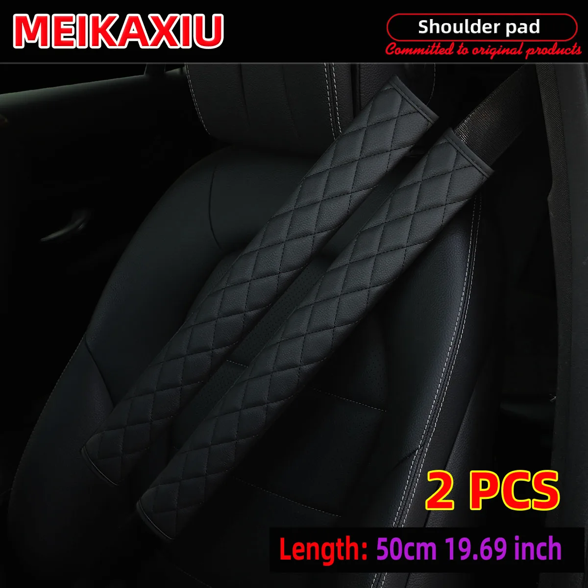 2 Stück, 50 cm, 19,69 Zoll, atmungsaktives Kunstleinen-Mesh-Stoffleder, mehrere Auto-Schulterschützer, Sicherheitsgurt-Dekorationen – Detail 6
