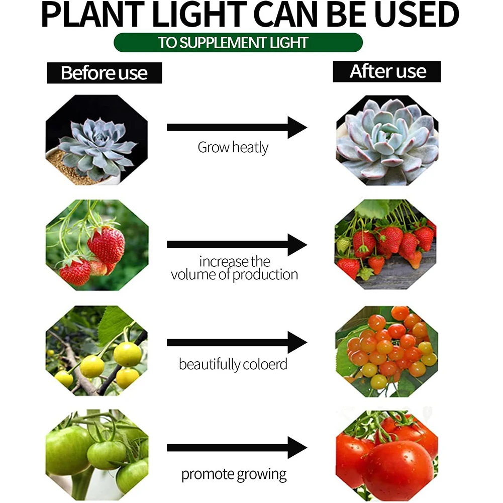 

Full Spectrum Grow Lights with Auto On/Off Timer Plant Grow LED Light Height Adjustable for Indoor Hydroponic Plants Veg Flower