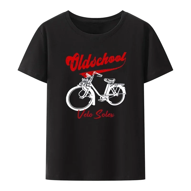 Retro Velo Solex Bike Print T Shirt Men Women Short-sleev Loose Breathable Tops Unisex Classic Nostalgia Casual Cool Streetwear