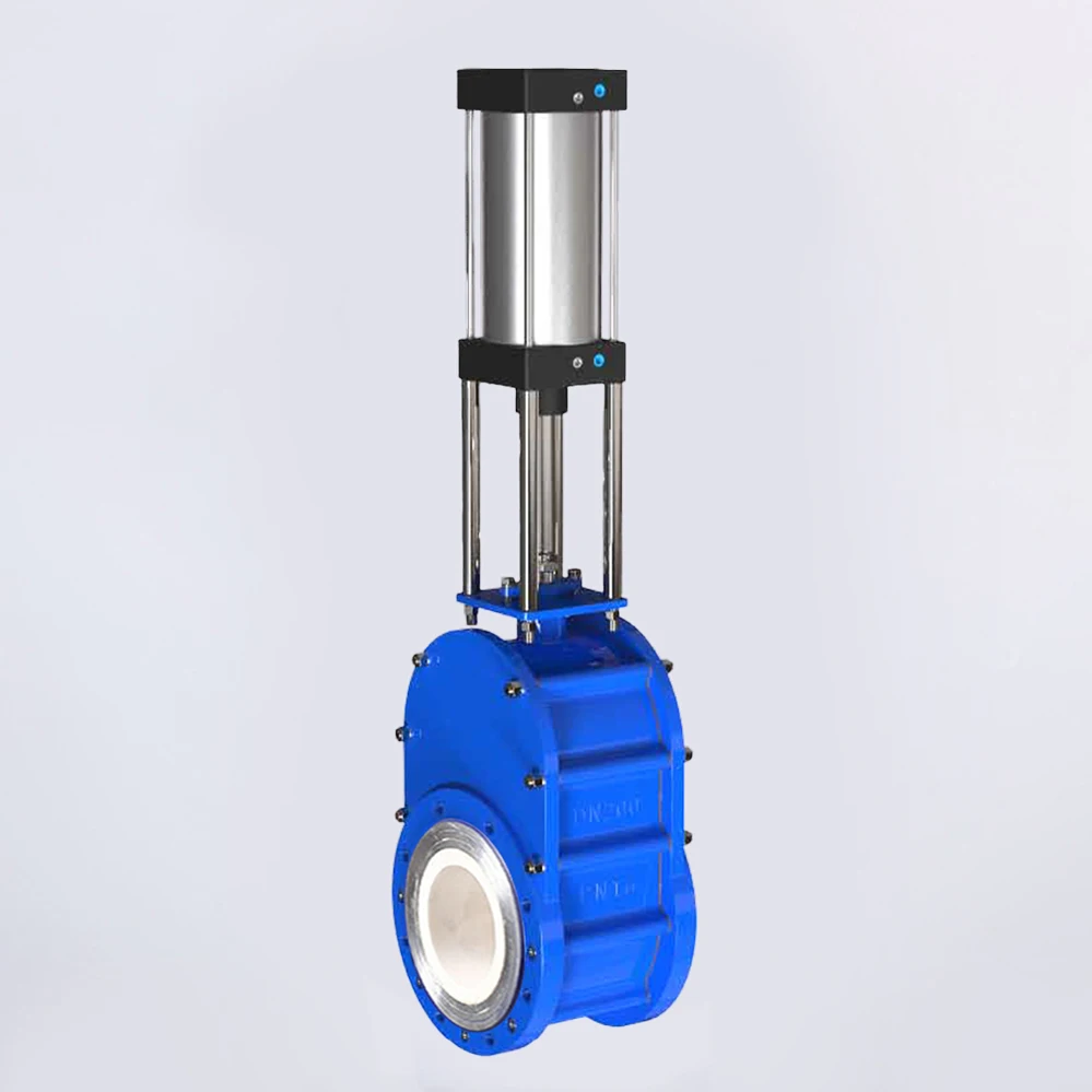 PN10 3 Inch Pneumatic Ceramic Gate Valve WCB SS304 Pneumatic Cylinder Air Control Double Disc Parallel  Flange Gate Valve