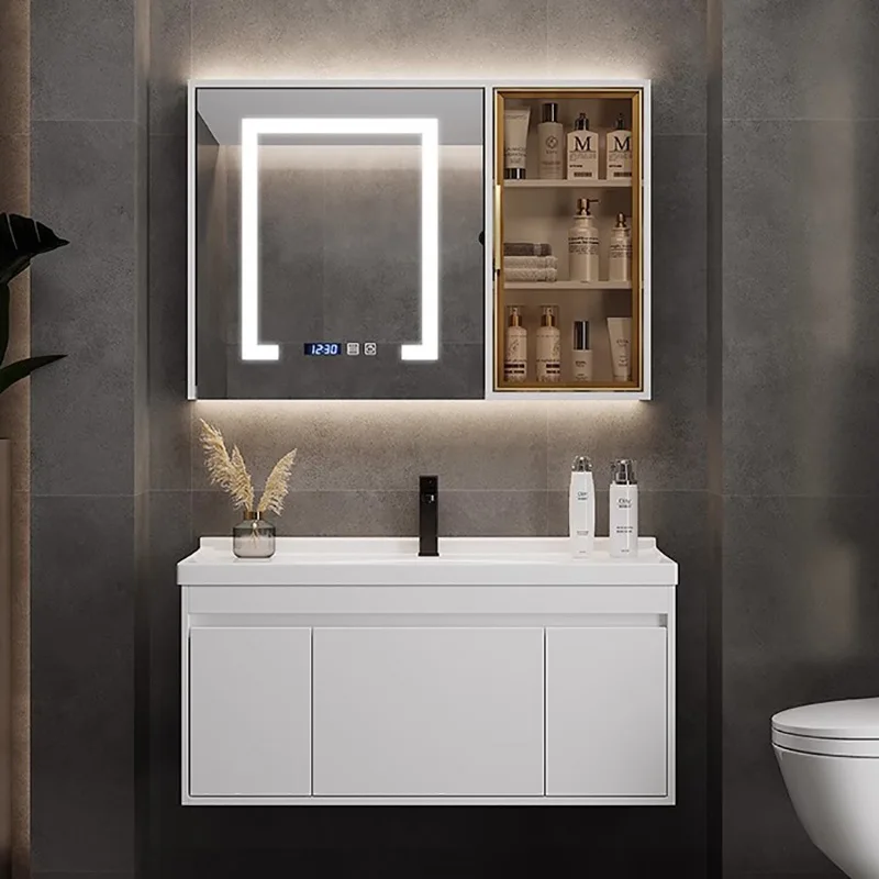 Narrow Bathroom Cabinets Mirror Makeup Organizer Corner Bathroom Cabinets Display Washbasin Armadietto Home Furniture YX50BC