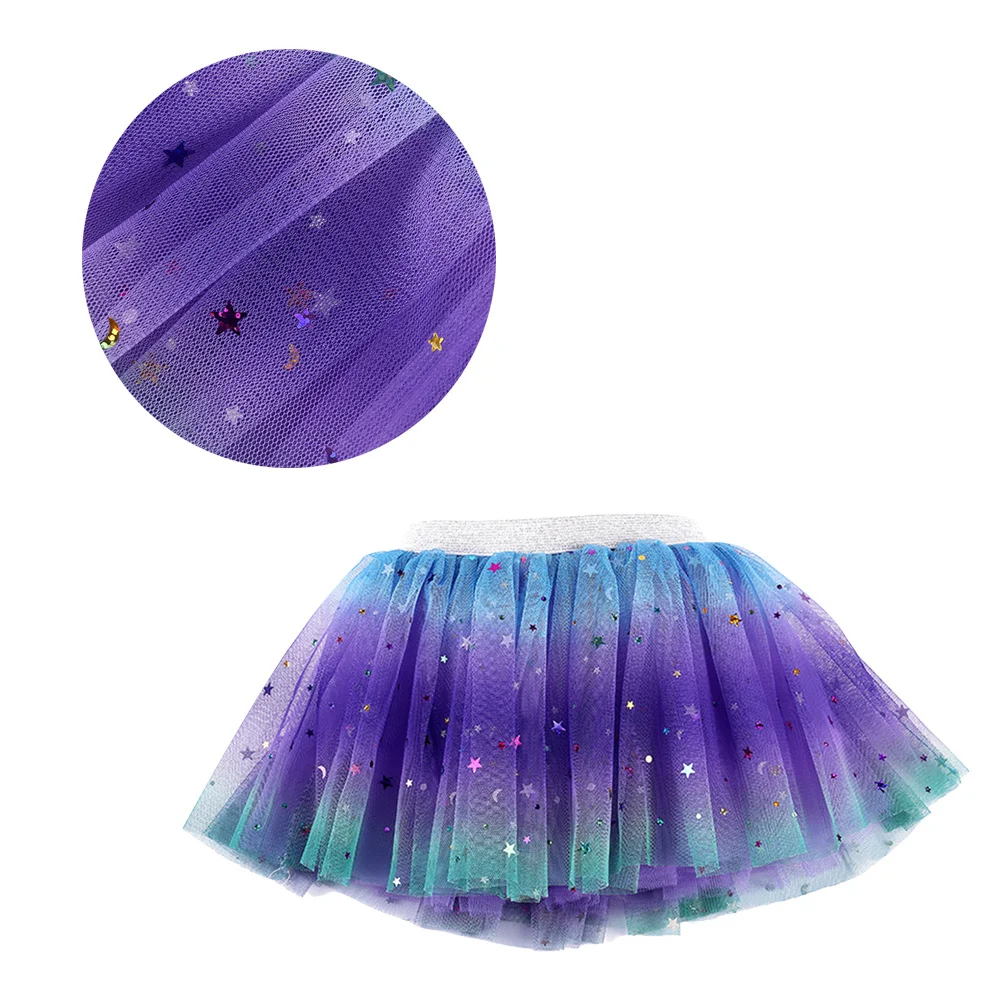 

Exquisite Tutu Skirt for Girls 3-8yrs Rainbow Color Stage Costume Party Dress Comfortable Tulle Skirt with Sequins