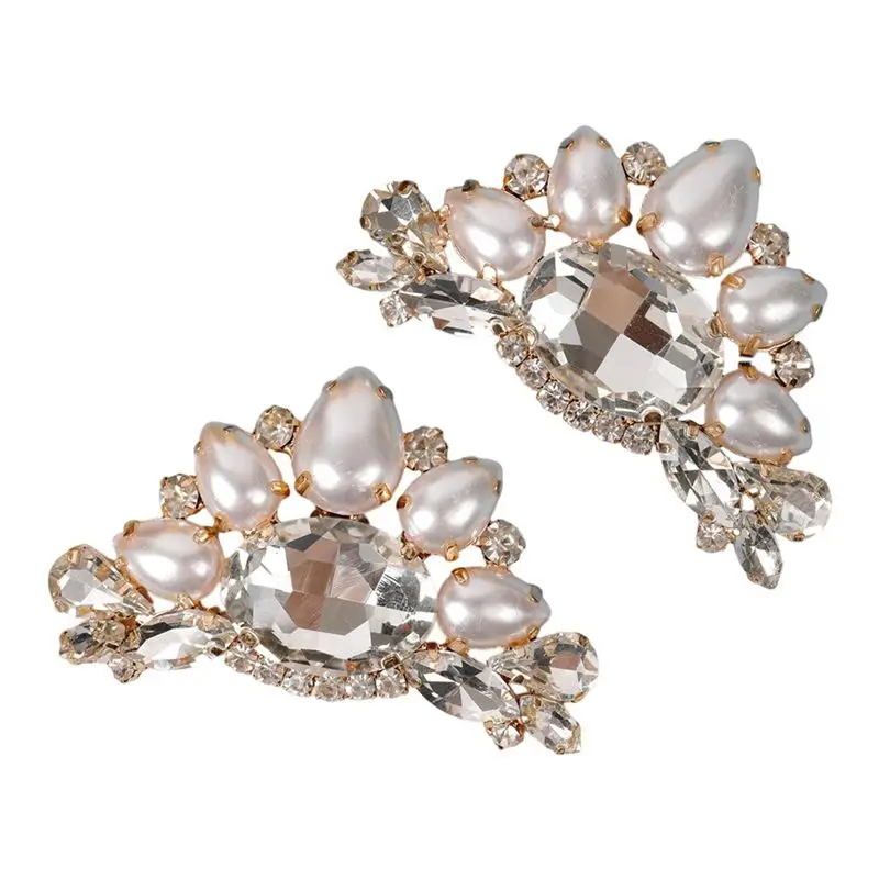 

A00E-2Pcs Women Bride Decoration Rhinestone Shiny Decorative Clip Charm Buckle Metal Shoe Buckle Shoe Accessory