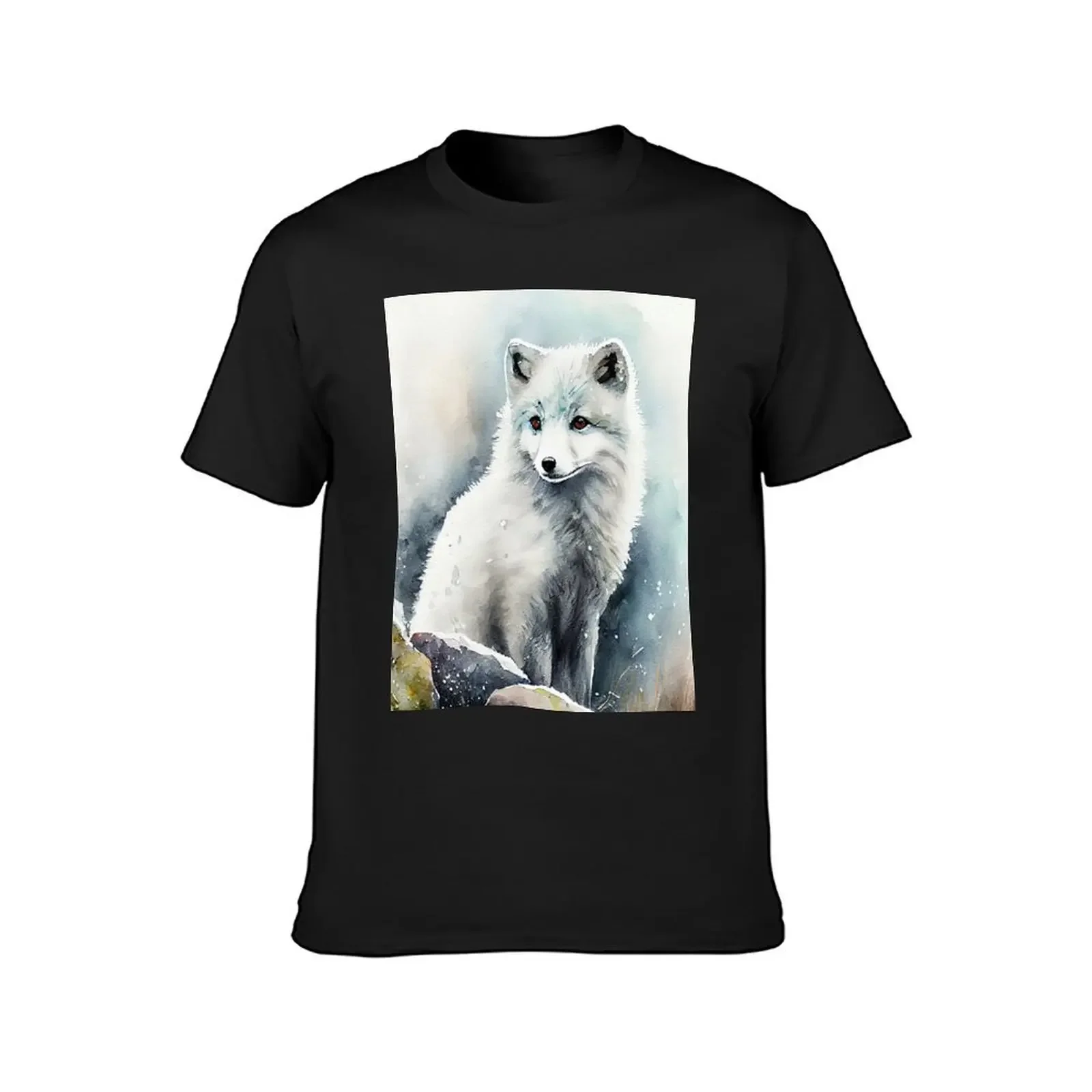 Arctic Fox - Watercolor Paint T-Shirt summer clothes oversizeds summer top t shirts for men graphic