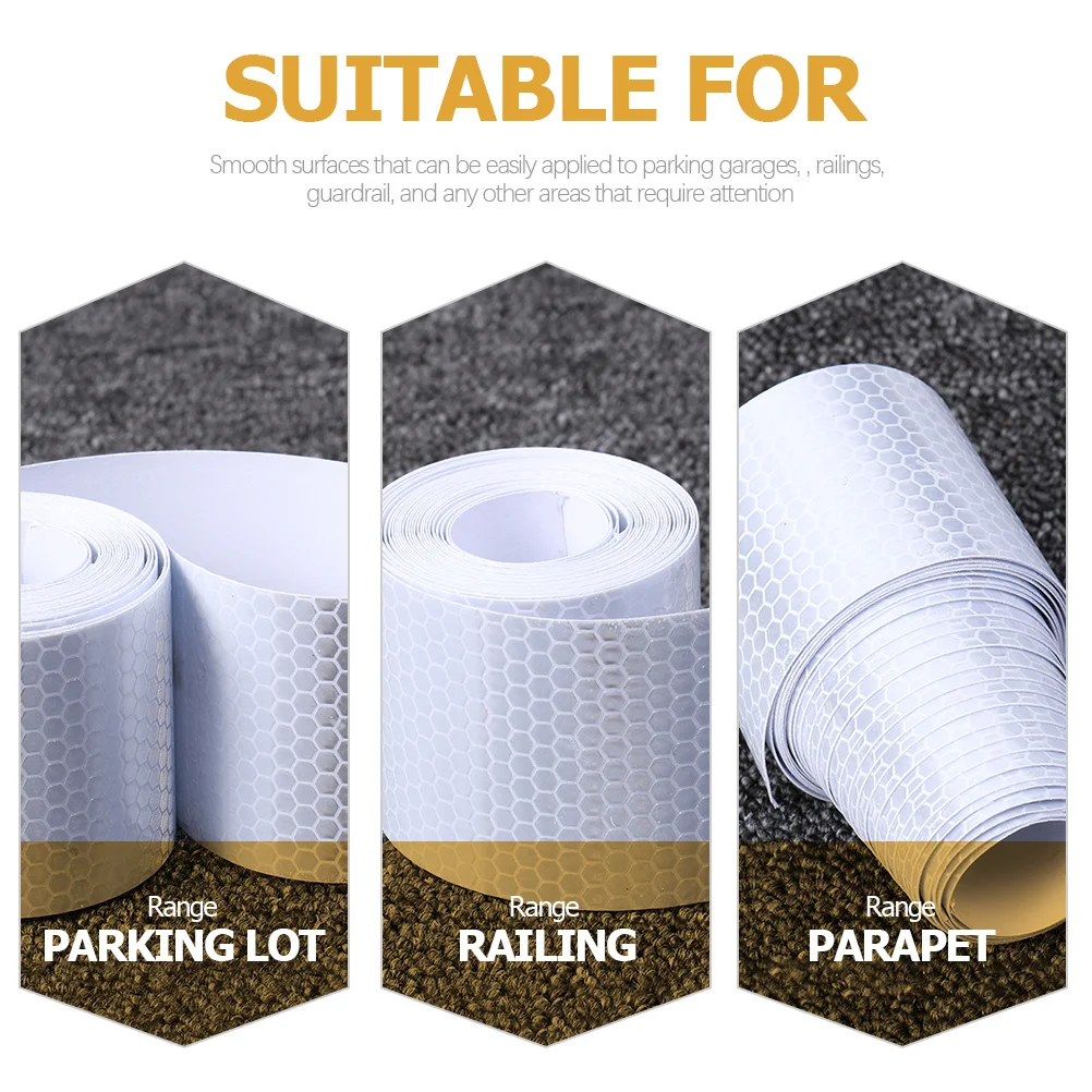 3 Rolls Reflective Tape High Visibility Safety Warning Stickers Durable Long Lasting Use Road Vehicles Bicycles Helmets Signs