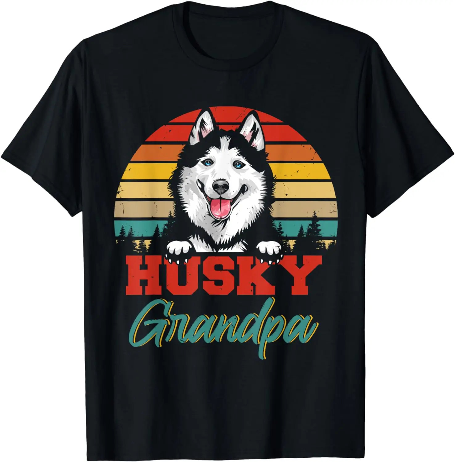 

Vintage Retro Husky Grandpa Cool Father's Day Dog Lover T-Shirt