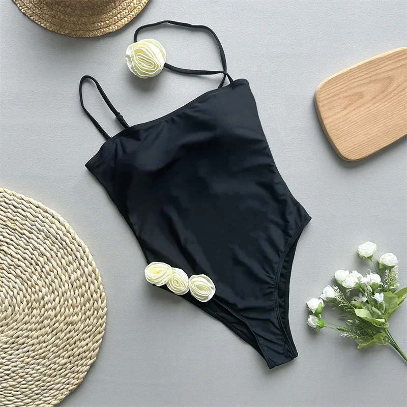 2025 Sexy Black White Women Swimwear One Piece Swimsuit Female Monokini Bathing Suit  Tankini Swimsuits Women Bikini