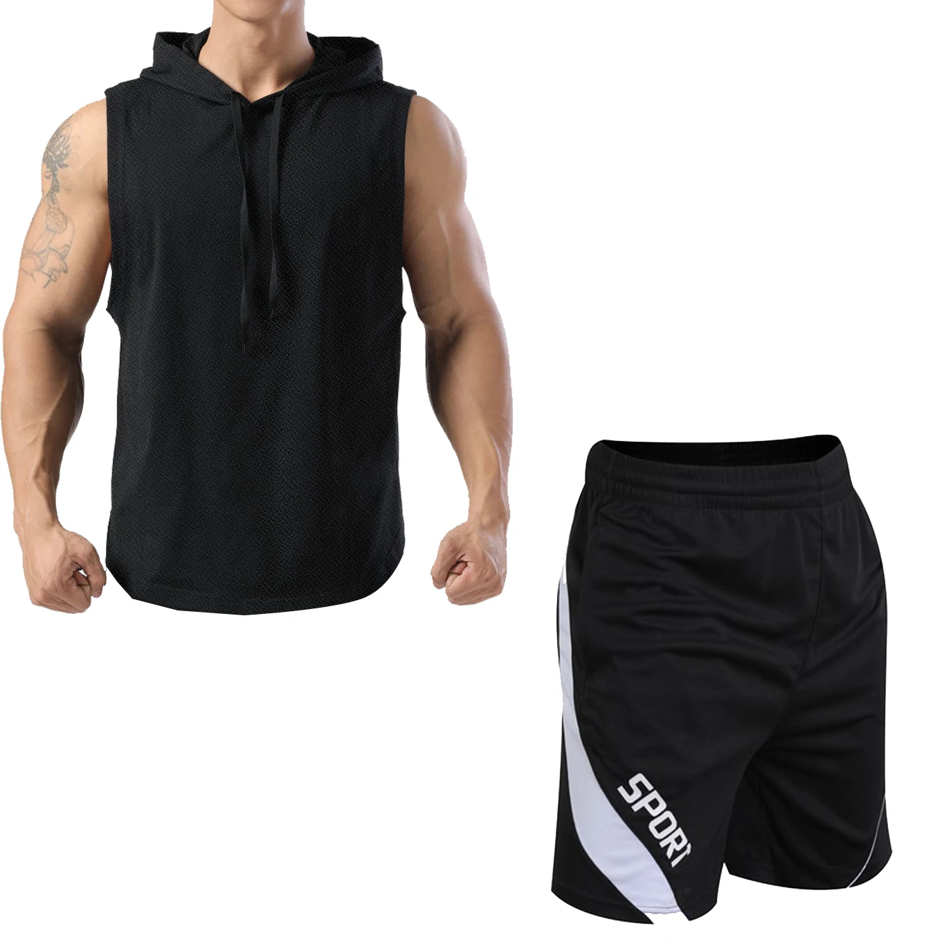 

Men's Summer 2025 Sleeveless Hoodie Shorts Set Casual Sportswear Comfortable Breathable Fitness Clothing