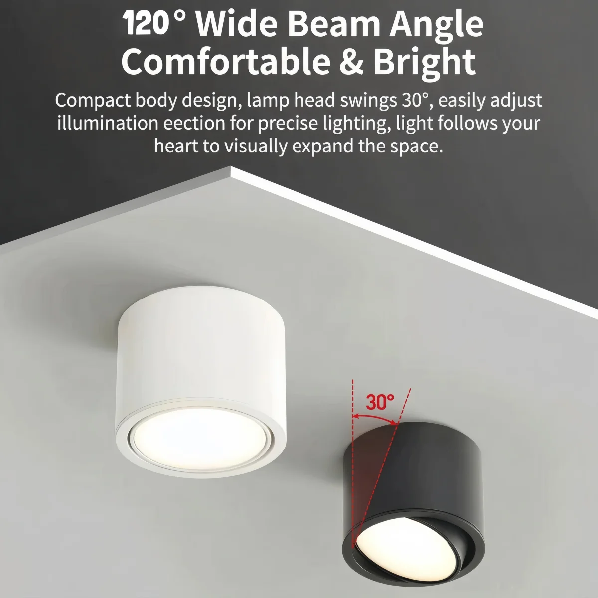 Ultra-thin Surface-mounted Spotlights,Anti-glare adjustable ceiling lights,220V Dimmable downlights for bedrooms,living rooms