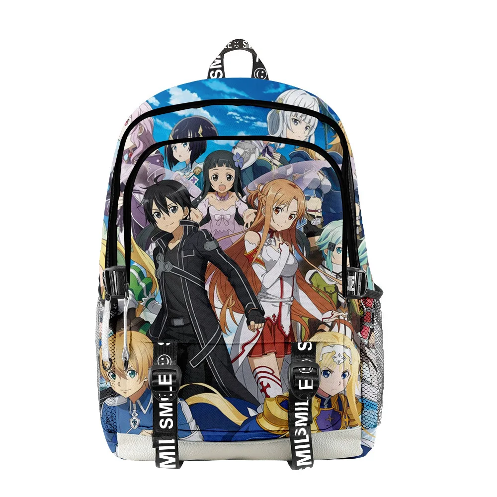 Trendy Popular Sword Art Online Student School Bags Unisex 3D Print Oxford Waterproof Notebook multifunction Travel Backpacks