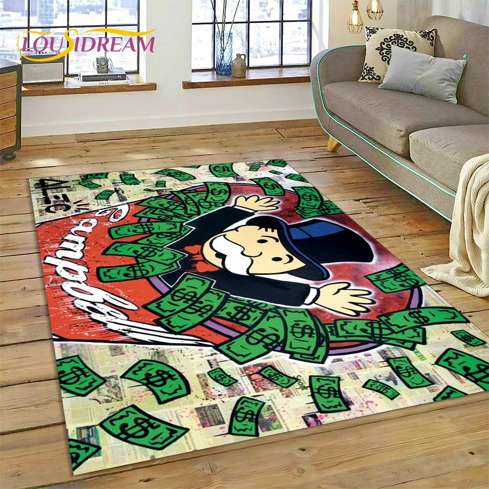 Game Dollar Monopoly Cartoon Money Rug Carpet for Living Room