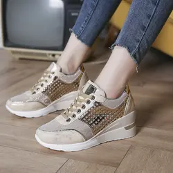 Shoes Women's Sneakers With Sparkles Wedge Basket 2024 Woman-shoes Platform Tennis Female Rhinestone New Fashion Colorful Roses