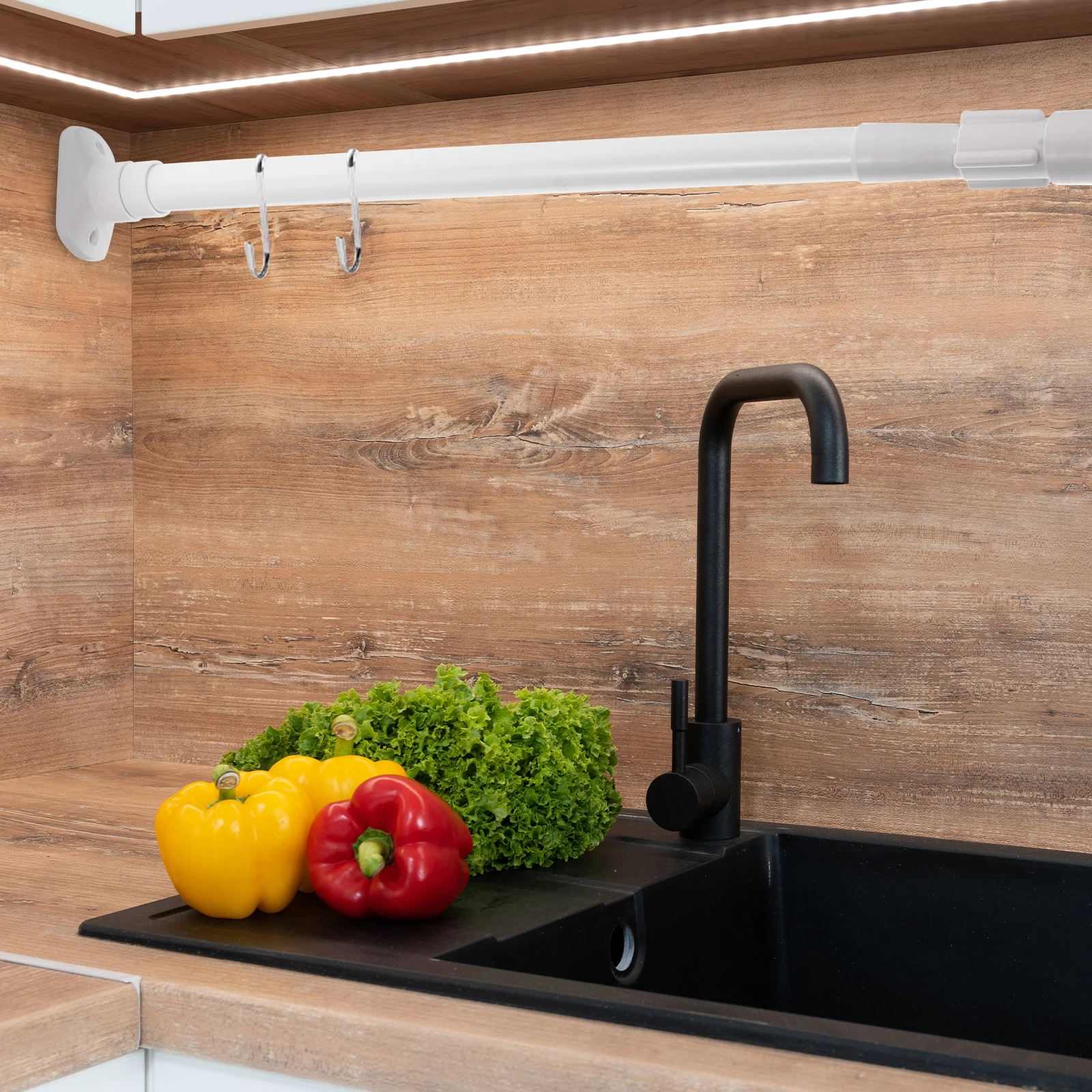 

1pc Stainless Steel Telescopic Curtain Rod No Punching Needed Extendable Shower Clothes Rail Door Wardrobe Tension Pole