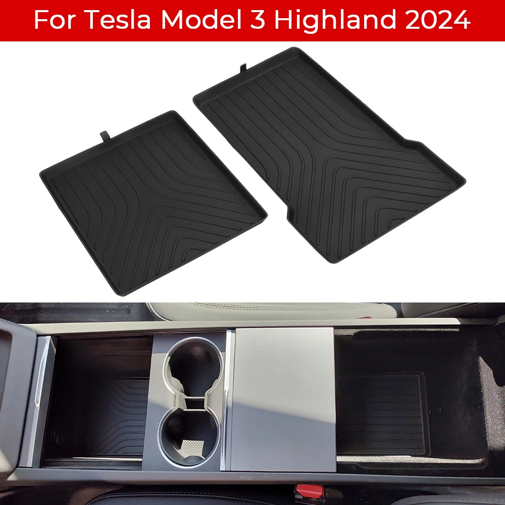 Per il nuovo modello Tesla 3 Highland 2024 Center Console Organizer vassoio scatola di immagazzinaggio stivaggio riordino inferiore tappetino