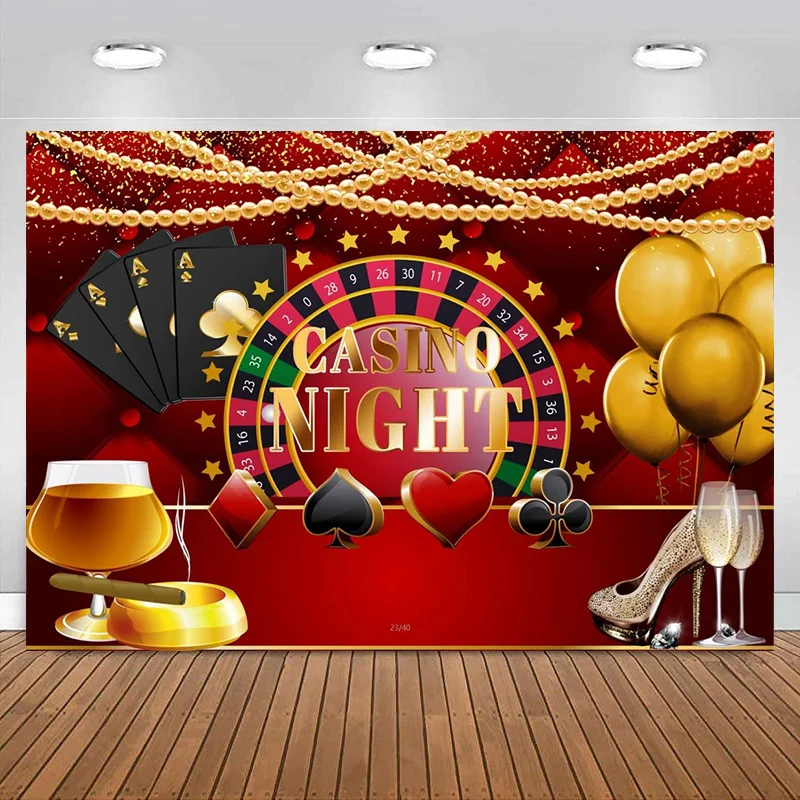 Casino Glitter Background Themed Party Carnival Party Decoration Banner Poker Gold Balloons Photography Backdrop Kids Adults Man