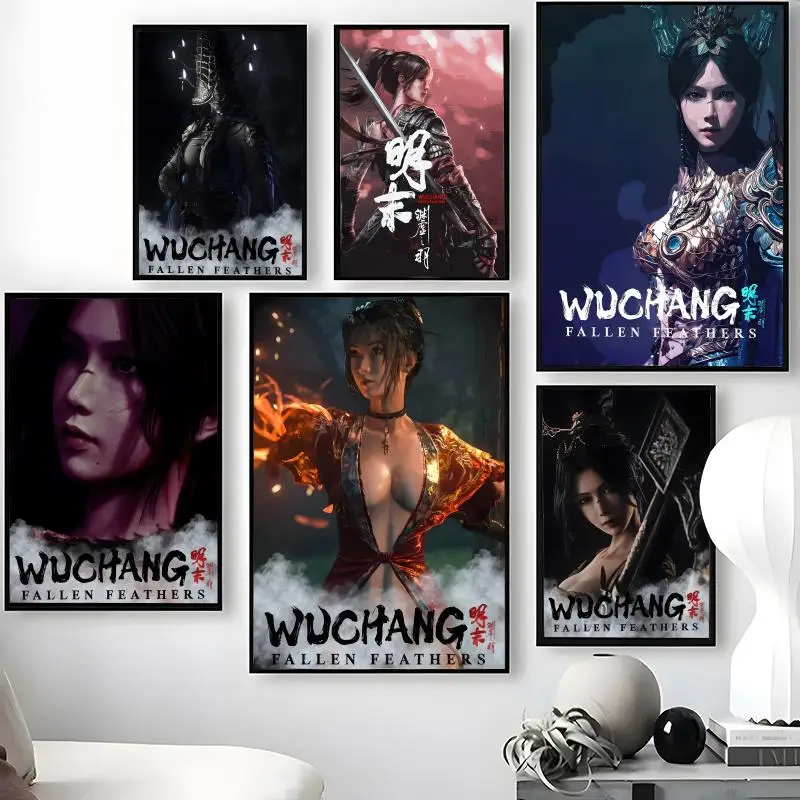 W-WUCHANG F-Fallen Feathers FTG Poster Waterproof Self-Stick Wall Art Stickers, Removable Wall Decor for Living Room and Bedroom