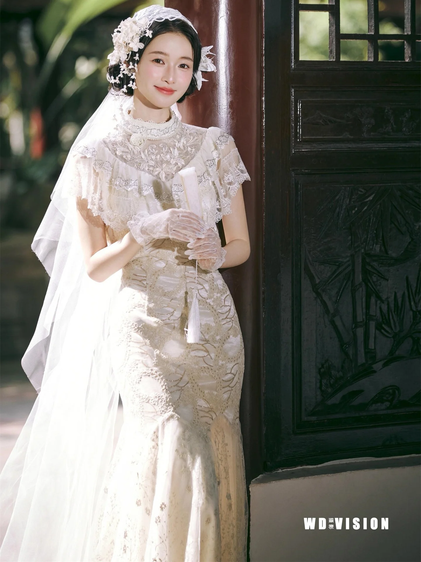 

Элегантное китайское свадебное платье в стиле ретро для фотосессий в студии и саду, с кружевом, для тематических фотосессий