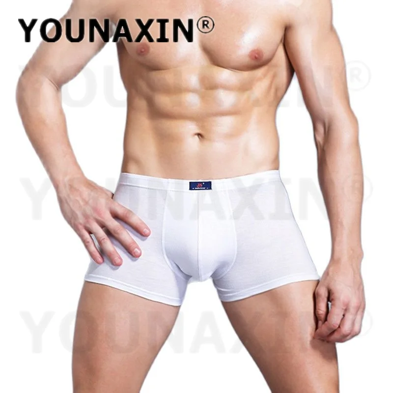 1 Pieces White Men's Boxers Shorts Underwear Bottom Cotton Knickers Boy Panties Underpants Marry Undies Homme L XL 2XL 3XL