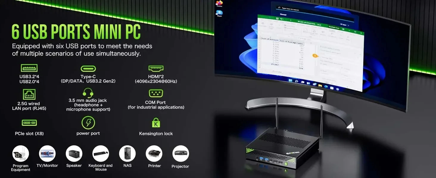 GMKtec K10 NucBox Mini PC Intel I9-13900HK DDR5 WiFi 6 BT5.2 Windows 11 Pro PCIe NVMe M.2 2280 HDMI2.0 Desktop Gaming Computer