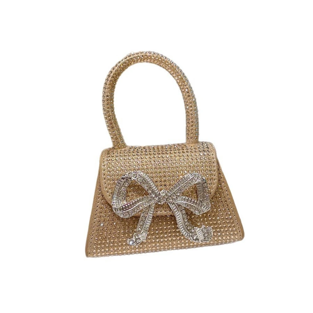 

Handbag Diamond-Encrusted Rhinestone Handbag Bowknot Handheld Small Square Bag Fashionable Temptation Messenger Bag for Women