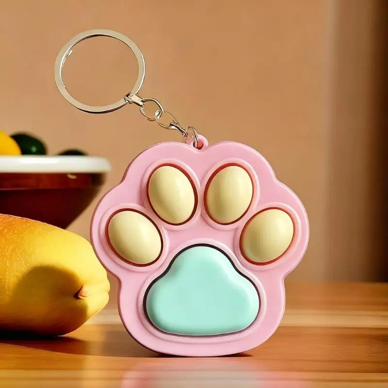 Kreativer Fingertip-Katzenpfoten-Knopfanhänger, Cartoon-Schlüsselring, Katzenpfoten-Schlüsselanhänger, Kawaii-Katzenpfoten-Tastatur-Taschenanhänger, Dekoration – Detail 5