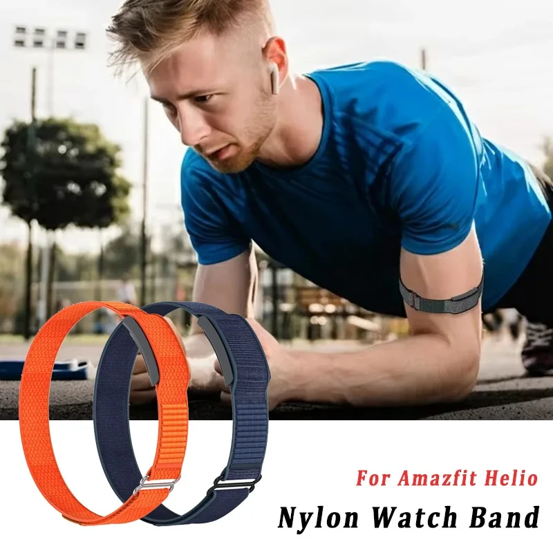 

1-2pcs Arm Strap For Amazfit Helio Adjustable Nylon band Breathable Sport Band for Fitness Tracker Loop Replacement Bicep Strap
