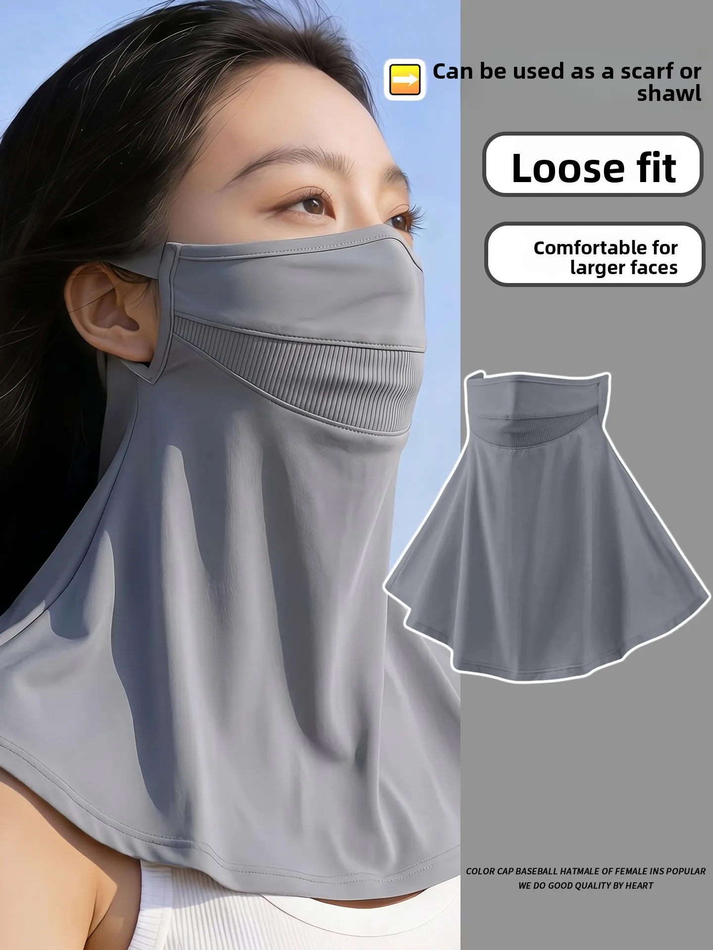 通気性のある軽量アイスシルクフェイスマスク女性用スタイルライディングネックプロテクション電気自動車運転日焼け止めマスク