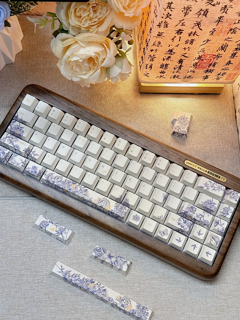 Embroidery retro original highly sublimated keycaps adapted to magnetic axis split space customization