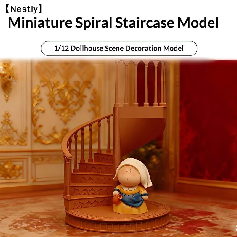Miniature Spiral Staircase Model 1/12 Dollhouse  Furniture Decor Ornament Dolls House Access Pretend Play Toy〔Nest〕