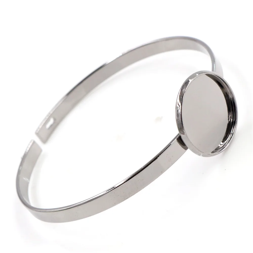 20mm 7 Colors Plated Plated Single Circle Bangle Settings Bracelet Cabochon Base Cameo Blank Bezel Tray High Quality Accessories