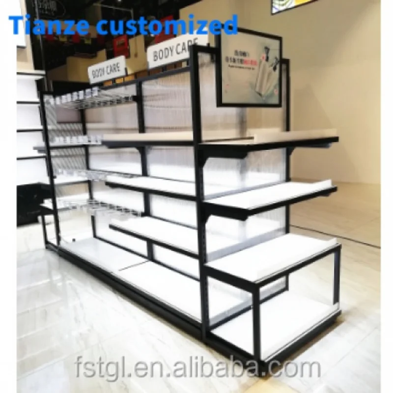 (customized)Beautiful Makeup Gondola Light Duty Style and Metallic Material Cosmetic shelf