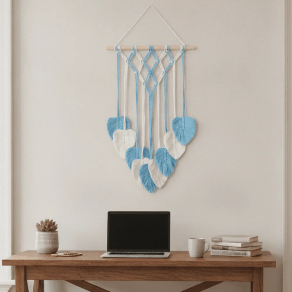 Tassel Leaf Bohemian Woven Tapestry Tassel Design Contrasting Color Wall Hanging Ornament Handmade Nordic Style