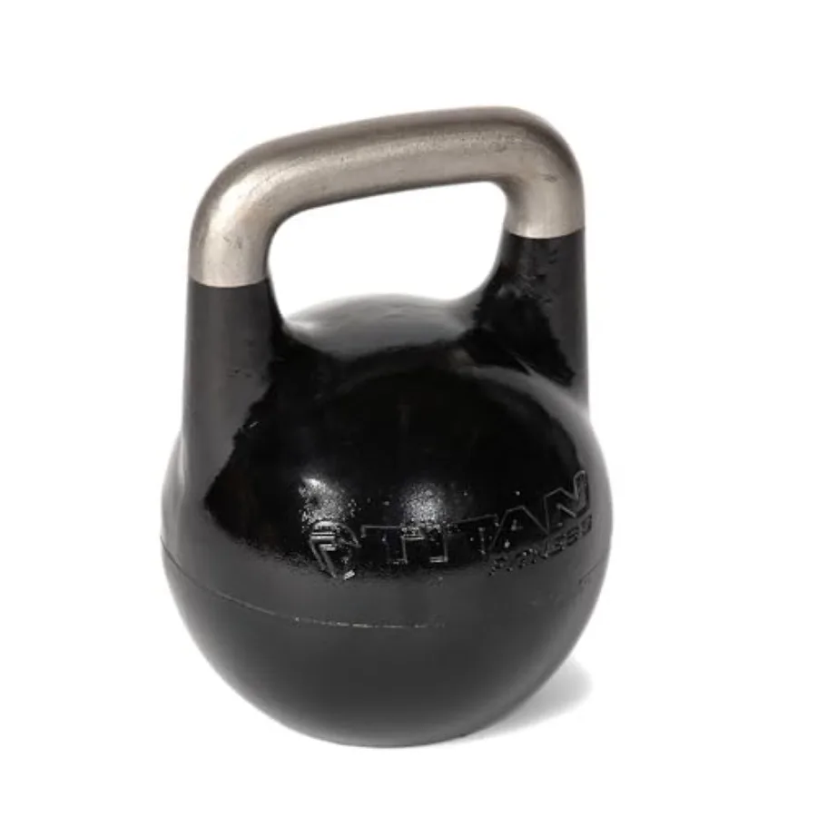 Kettlebell de competición ajustable Titan Fitness de 12-32 KG con mango ergonómico de agarre suave y diseño de base plana para ejercicio de suelo