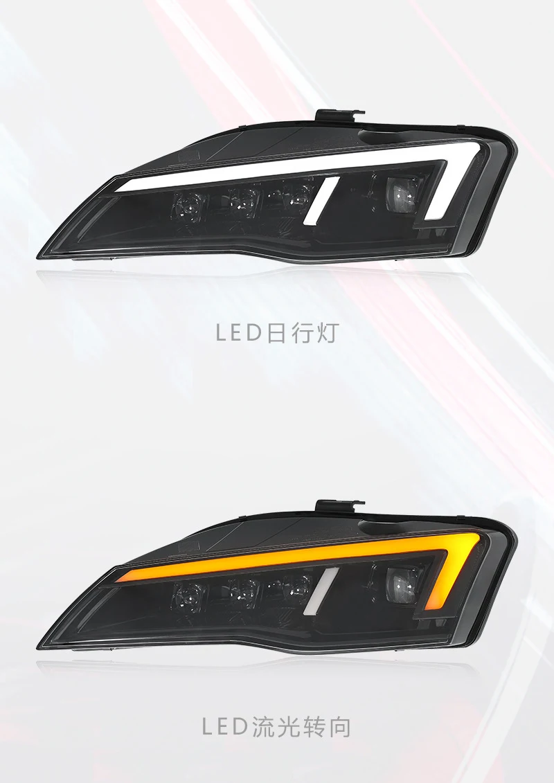 Replacement Headlamp Assembly For 2007‑2014 Audi R8, New Style Dynamic LED DRL Streaming Turn Signal Optical Lens Head Light