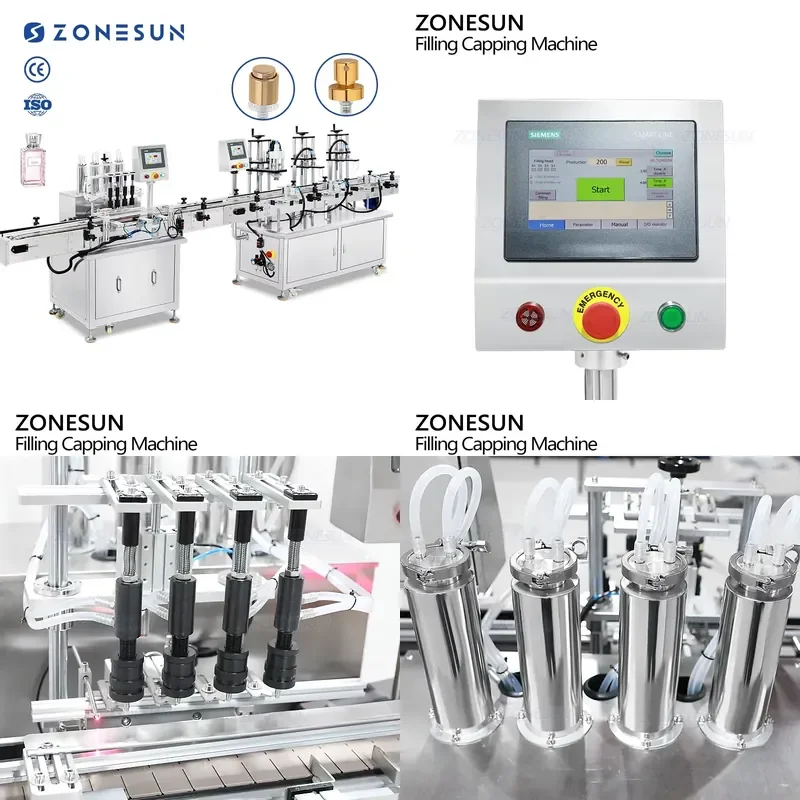 2026 CE ZS-FAL180X Vacuum 4 Heads Perfume Spray Filling and Crimping Capping Machine Automatic