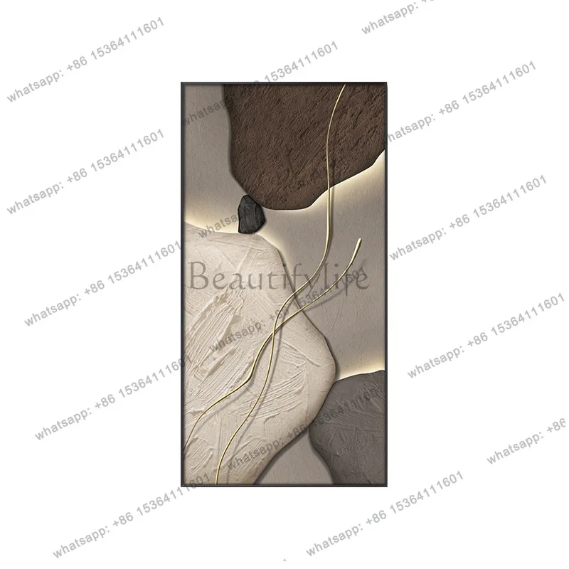 Entry entrance decorative painting high-end abstract mural modern simple light luxury with lamp