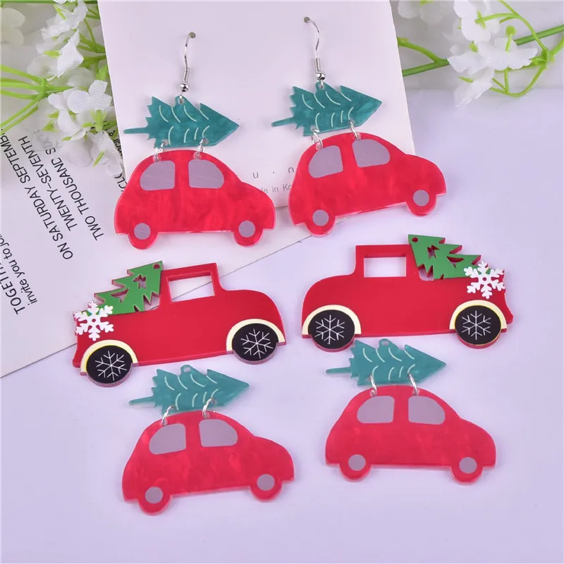 10pcs/pack Christmas Car Tree Arcylic Charms for DIY Jewelry Making  Bulk Items Wholesale