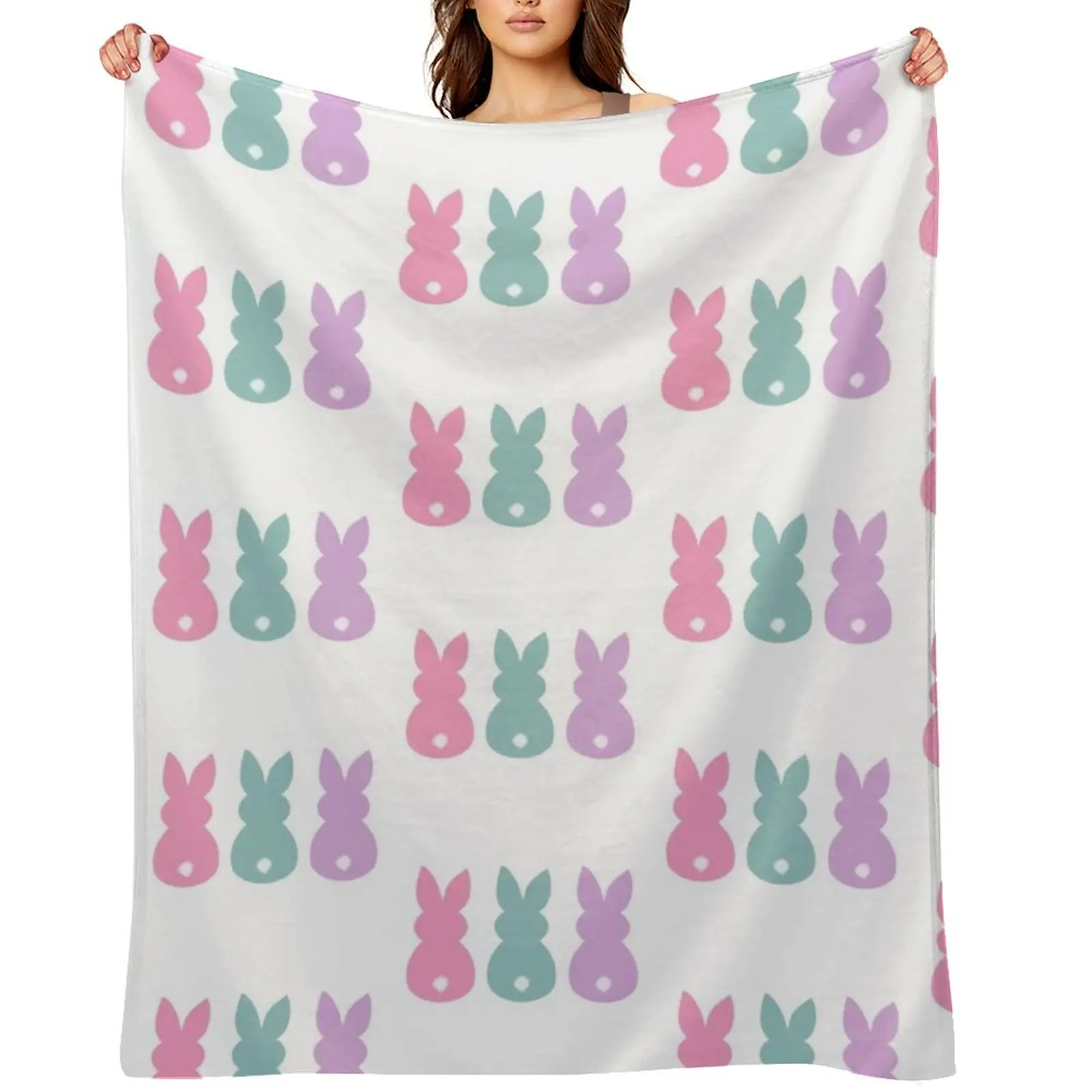 

Pink, blue and purple Easter bunnies Throw Blanket bed plaid Blankets For Sofas Warm Shaggy Blankets
