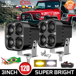 CO LIGHT – feu de travail LED antibrouillard 12D pour voiture et moto, 3 pouces, projecteur DRL 3000K 6000K, 15000LM, pour tracteur 4x4 tout-terrain, 12V 24V