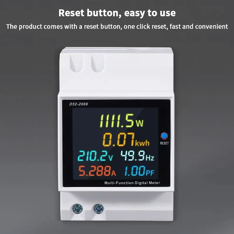 6IN1 Din Rail AC Monitor 110V 220V 380V 100A Voltage Current Power Factor Active KWH Electric Energy Frequency Meter
