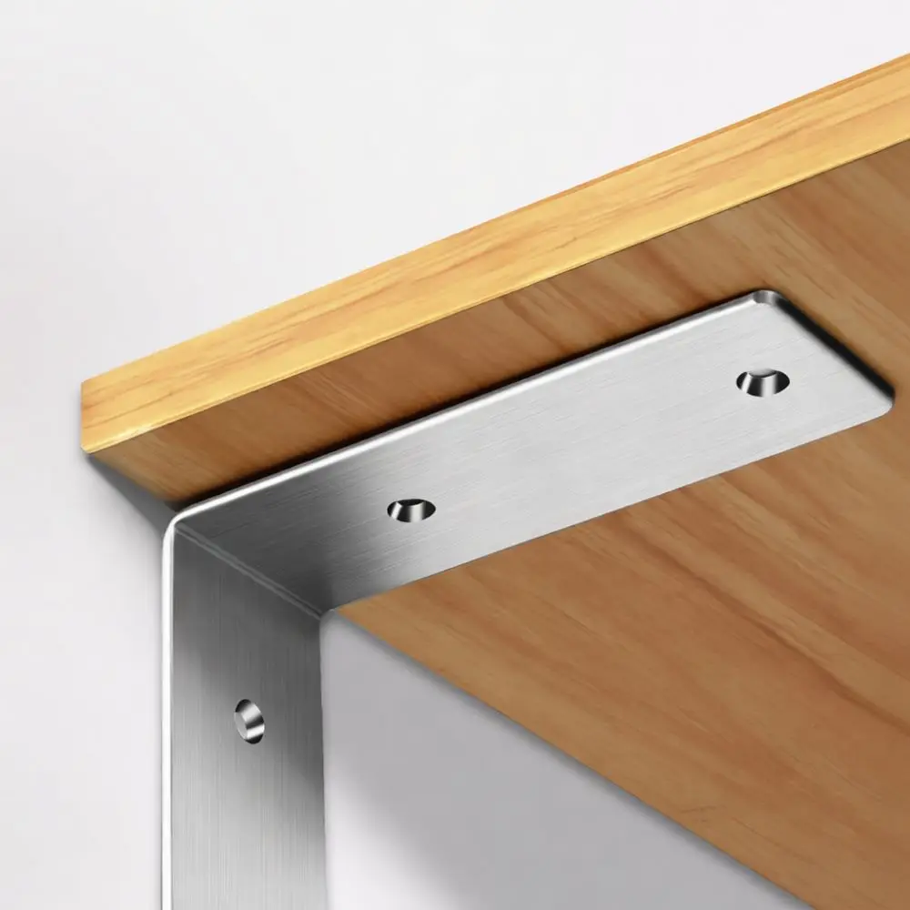 Stainless Steel L Shape Corner Brace Wall Mounted Shelf Support Heavy Duty Floating Hardware For Home Storage Rack