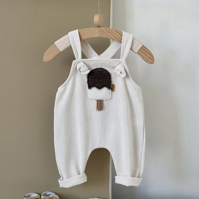 

LILIGIRL New Autumn Baby Girls Overall 1-18M Cute Ice Cream Pattern Infant Rompers Thin Corduroy Loose Toddler Boys Pants