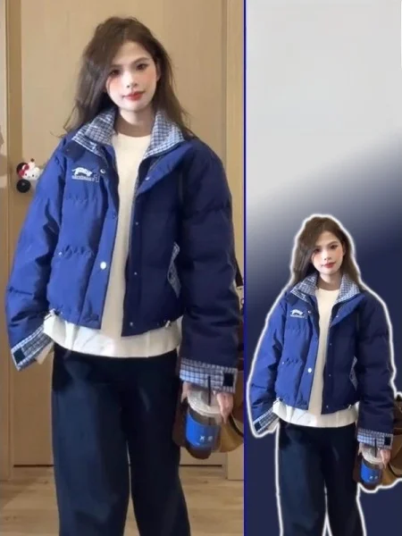 

plus Size Women's Cotton Jaet Korean Sle Splicing Design Stand Collar Thiened Warm Outerwear Spring New Faion