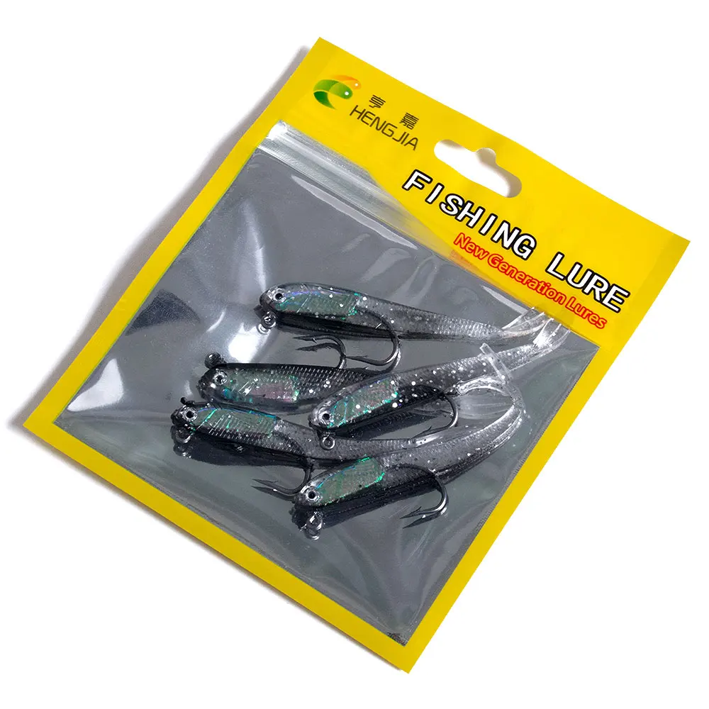 HENGJIA 10 قطعة 7 سنتيمتر 5 جرام لينة إغراء الصيد Wobblers شاد swim Bait الرقص غرق الطعم ل باس بايك المياه المالحة و المياه العذبة الصيد